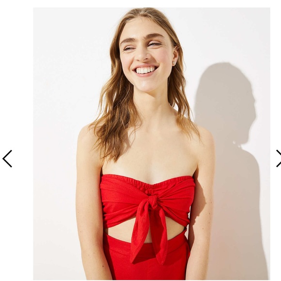 LOFT Beach Strapless Cutout Tie Romper - Picture 2 of 4